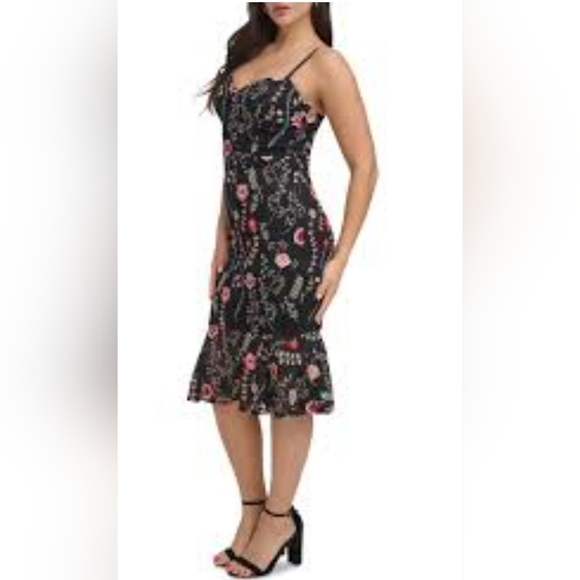 Siena Studio Black Floral Midi Dress - Picture 1 of 7
